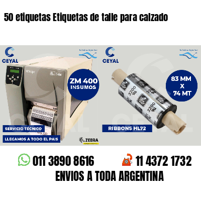 50 etiquetas Etiquetas de talle para calzado