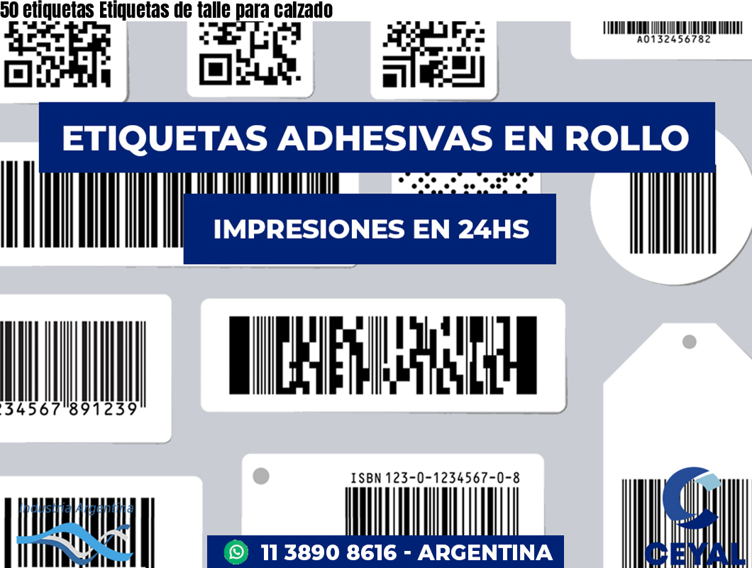 50 etiquetas Etiquetas de talle para calzado