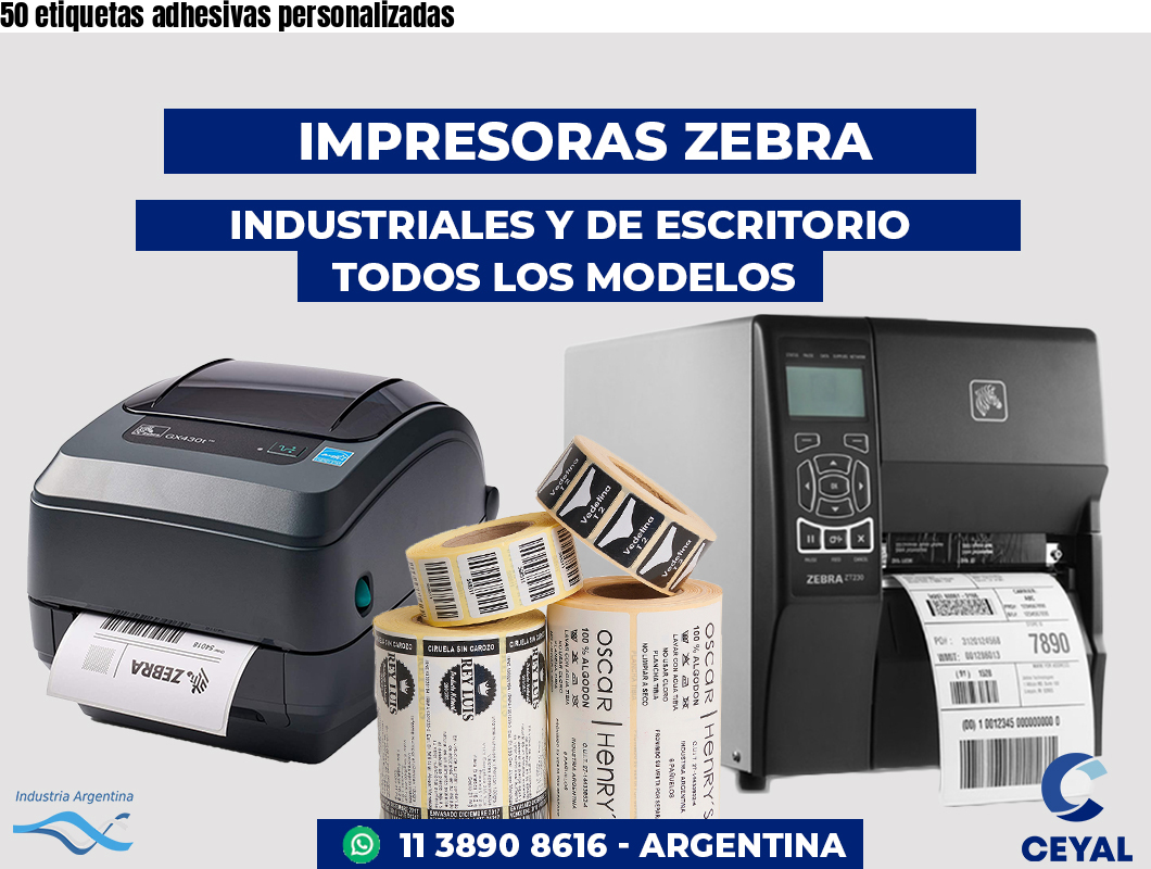 50 etiquetas adhesivas personalizadas