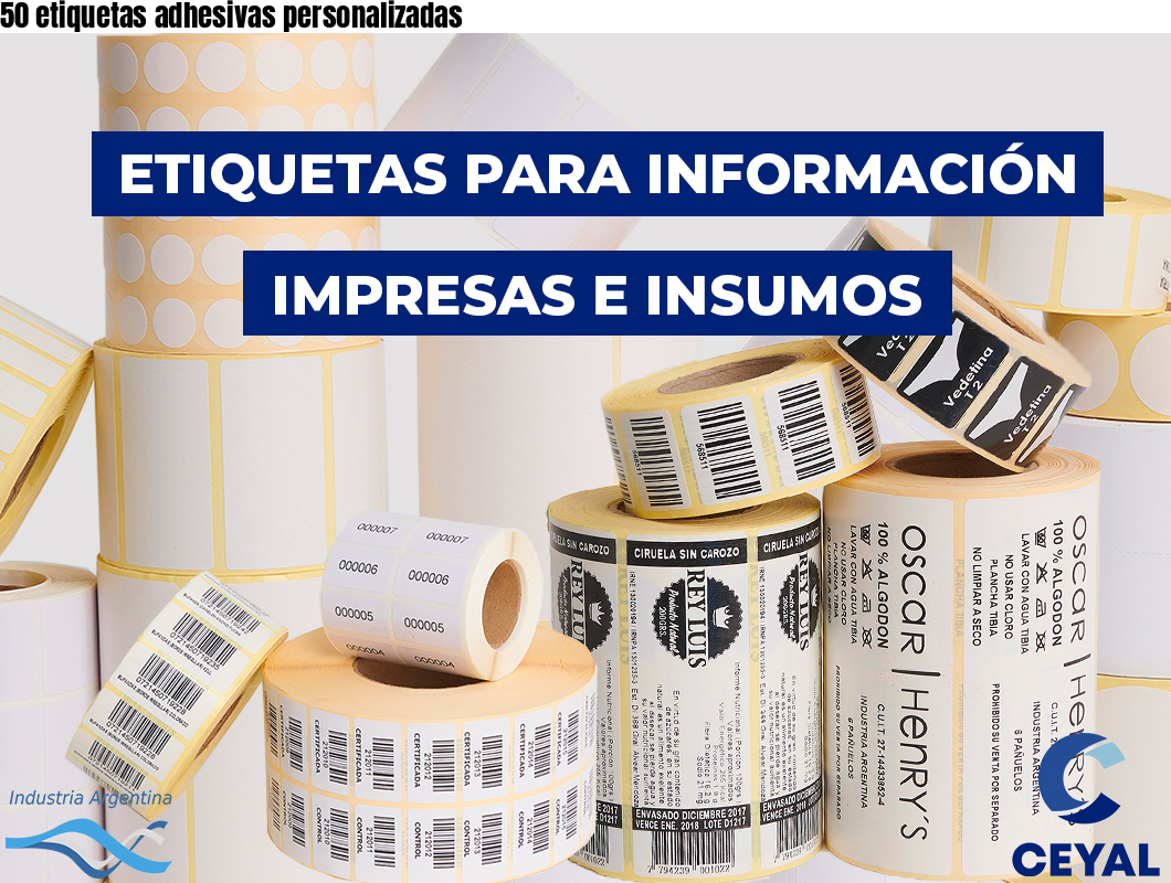 50 etiquetas adhesivas personalizadas