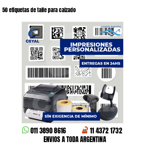 50 etiquetas de talle para calzado