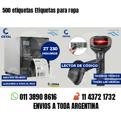 500 etiquetas Etiquetas para ropa