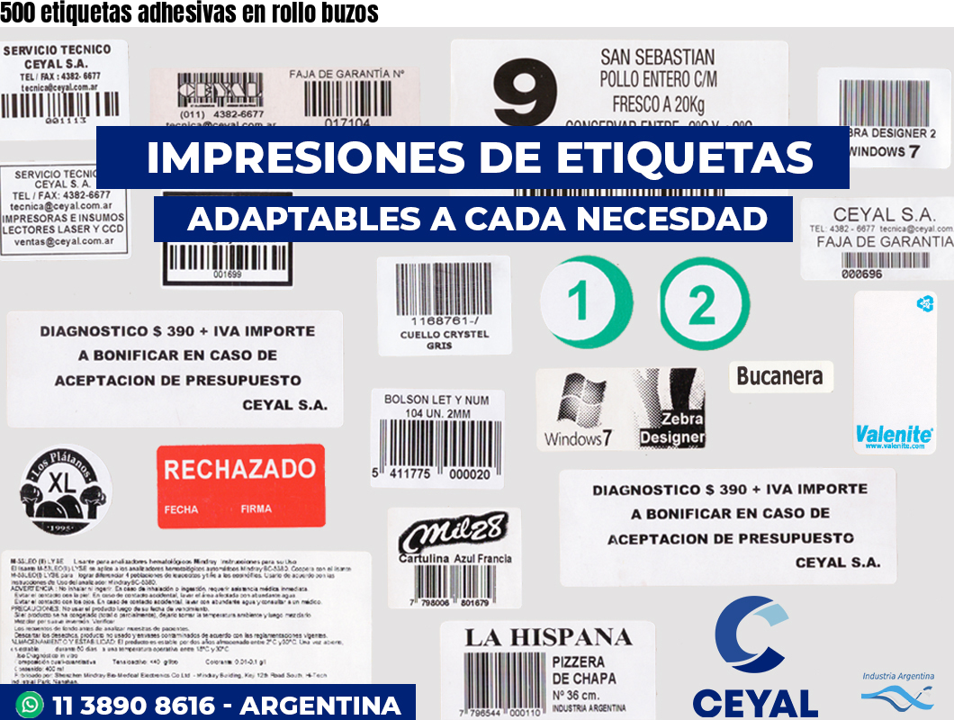 500 etiquetas adhesivas en rollo buzos