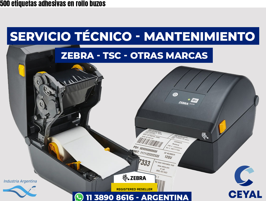 500 etiquetas adhesivas en rollo buzos