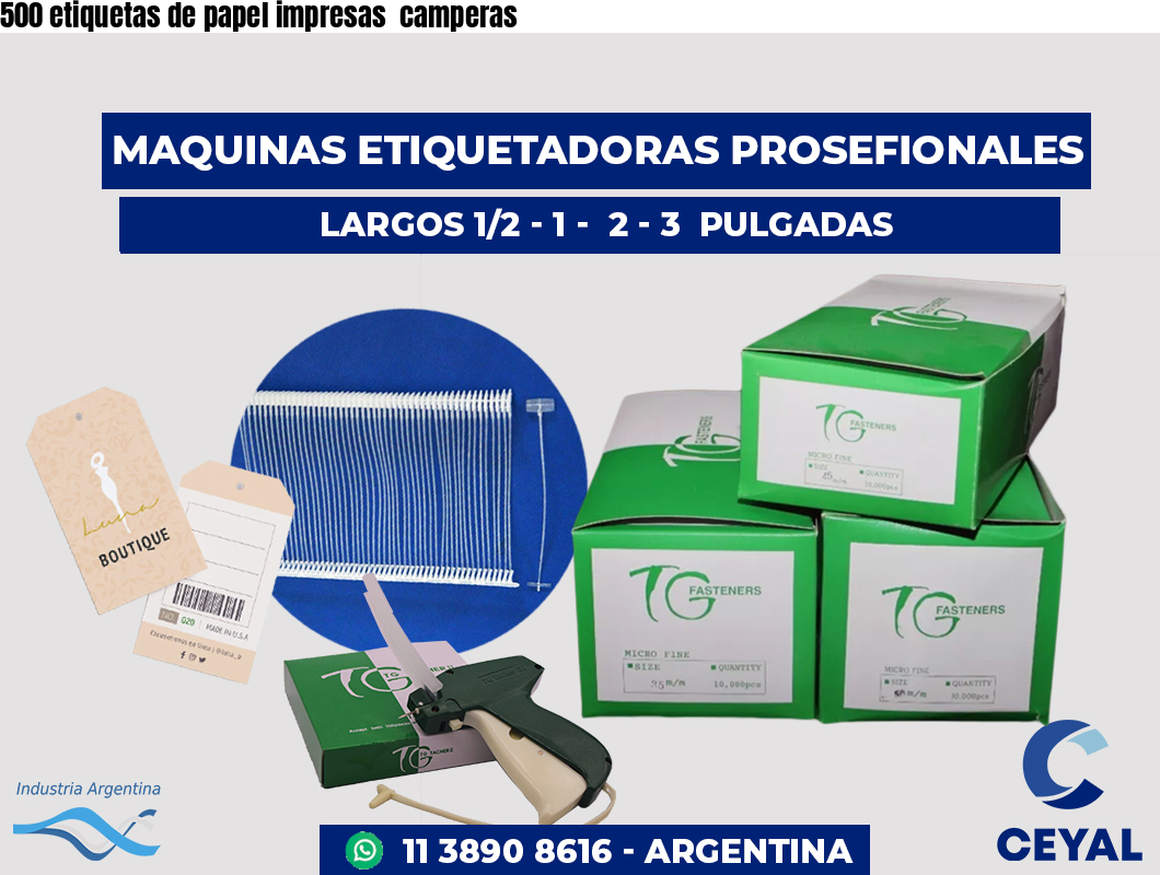 500 etiquetas de papel impresas  camperas