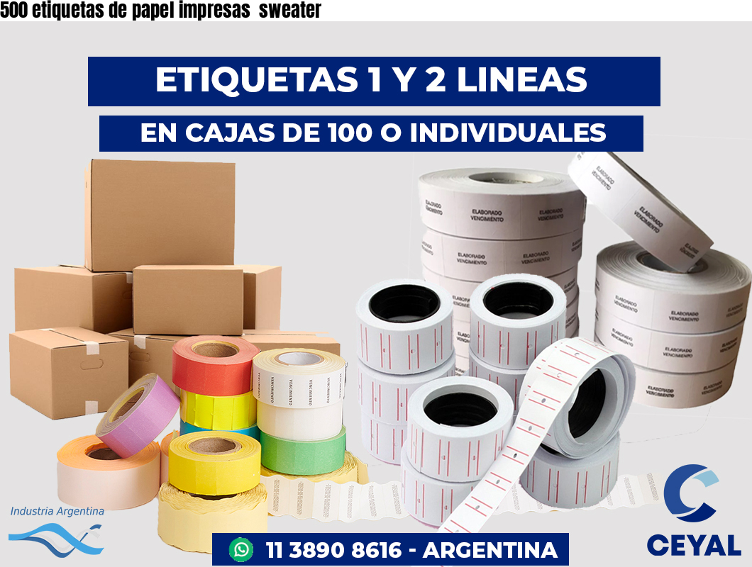 500 etiquetas de papel impresas  sweater