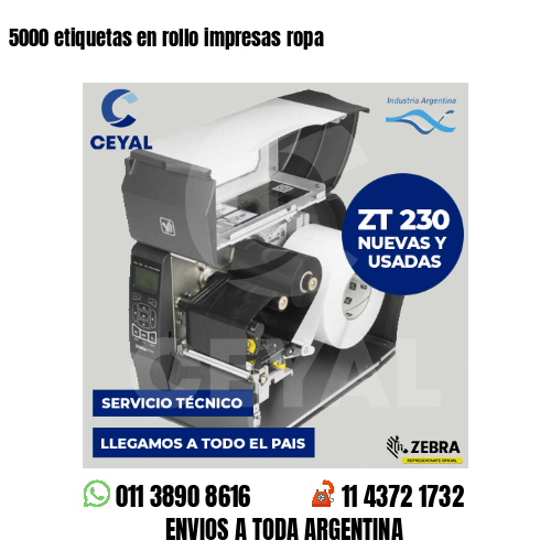 5000 etiquetas en rollo impresas ropa