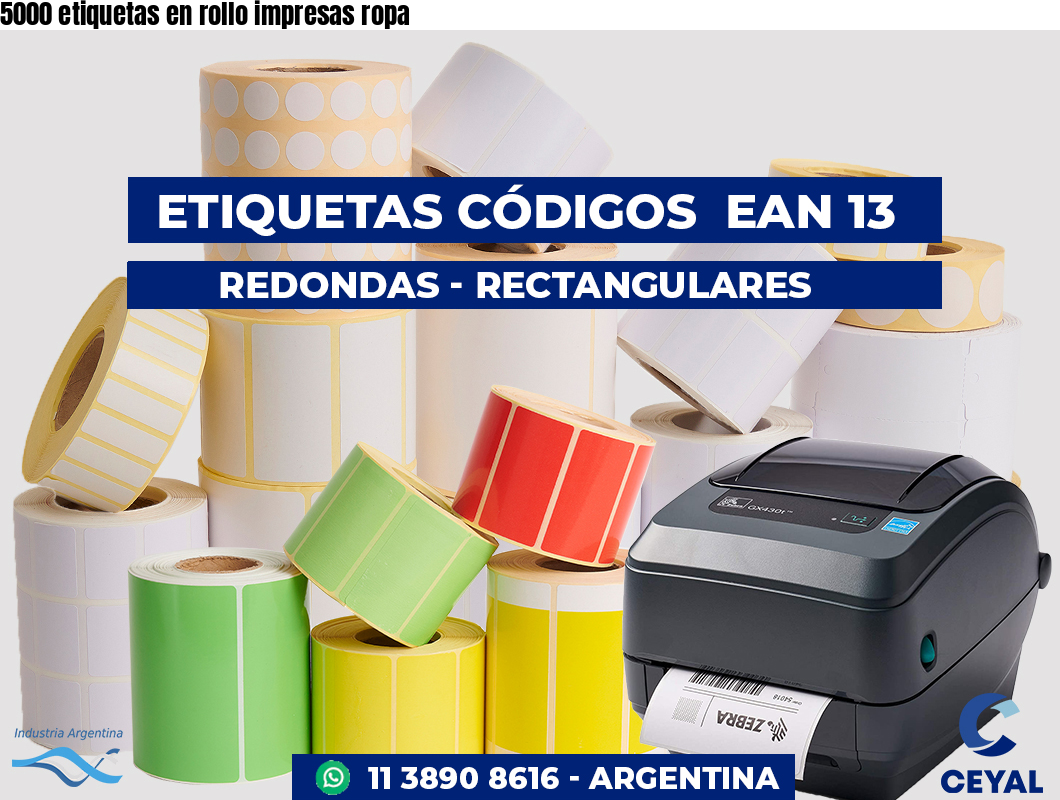 5000 etiquetas en rollo impresas ropa