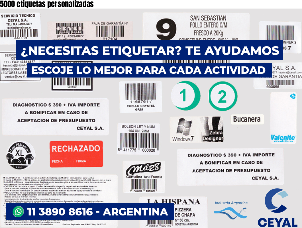 5000 etiquetas personalizadas