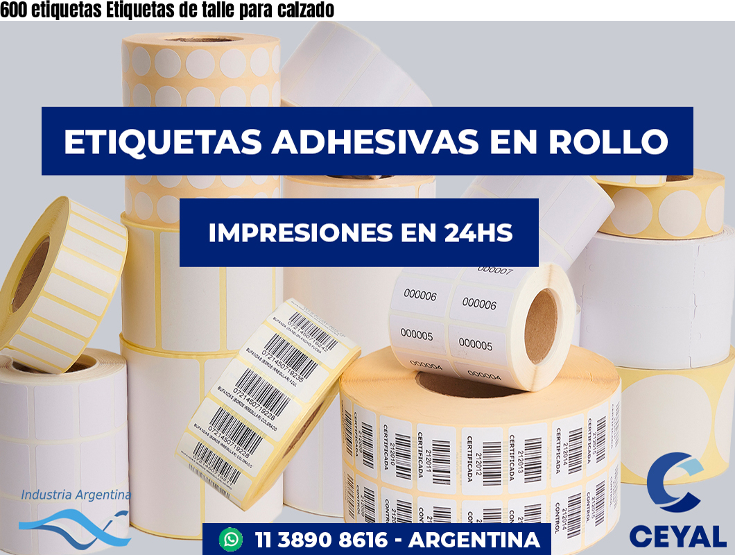 600 etiquetas Etiquetas de talle para calzado