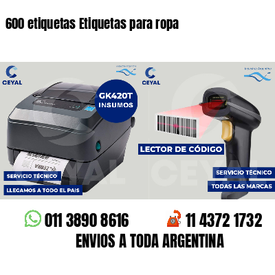 600 etiquetas Etiquetas para ropa