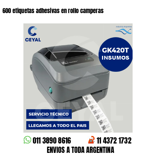 600 etiquetas adhesivas en rollo camperas