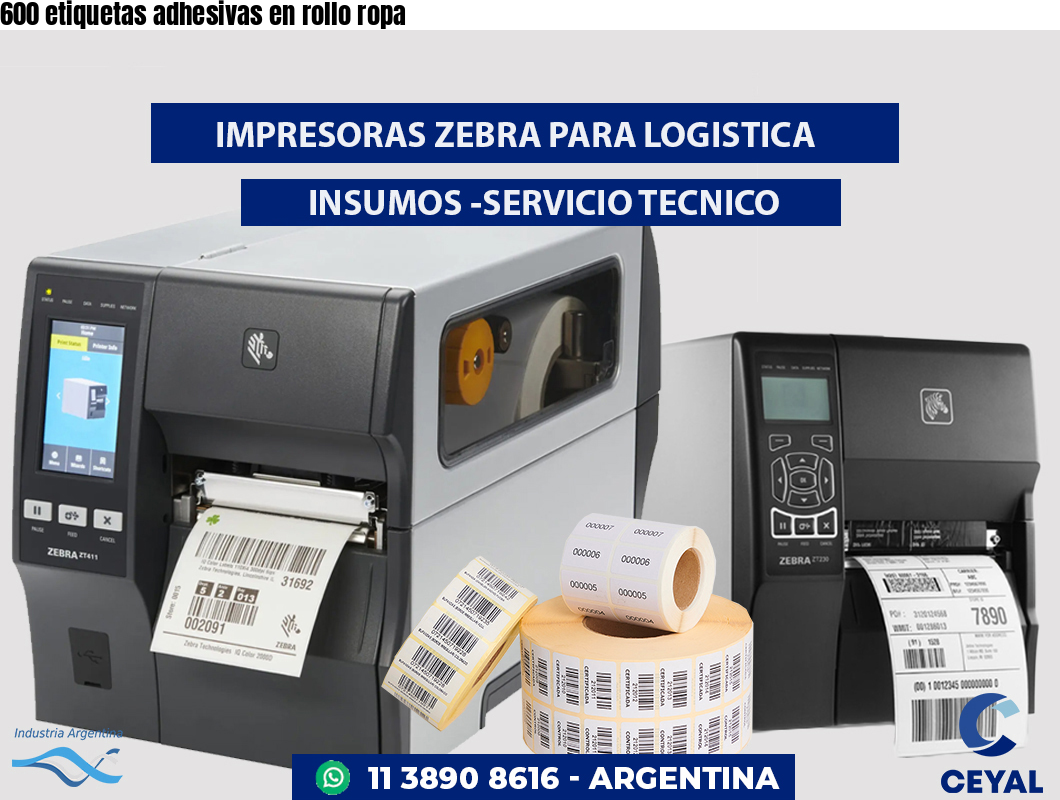 600 etiquetas adhesivas en rollo ropa