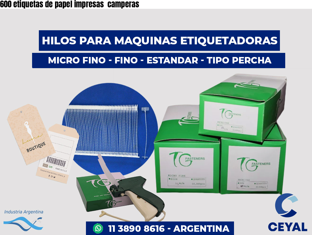 600 etiquetas de papel impresas  camperas