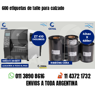 600 etiquetas de talle para calzado