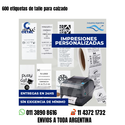600 etiquetas de talle para calzado