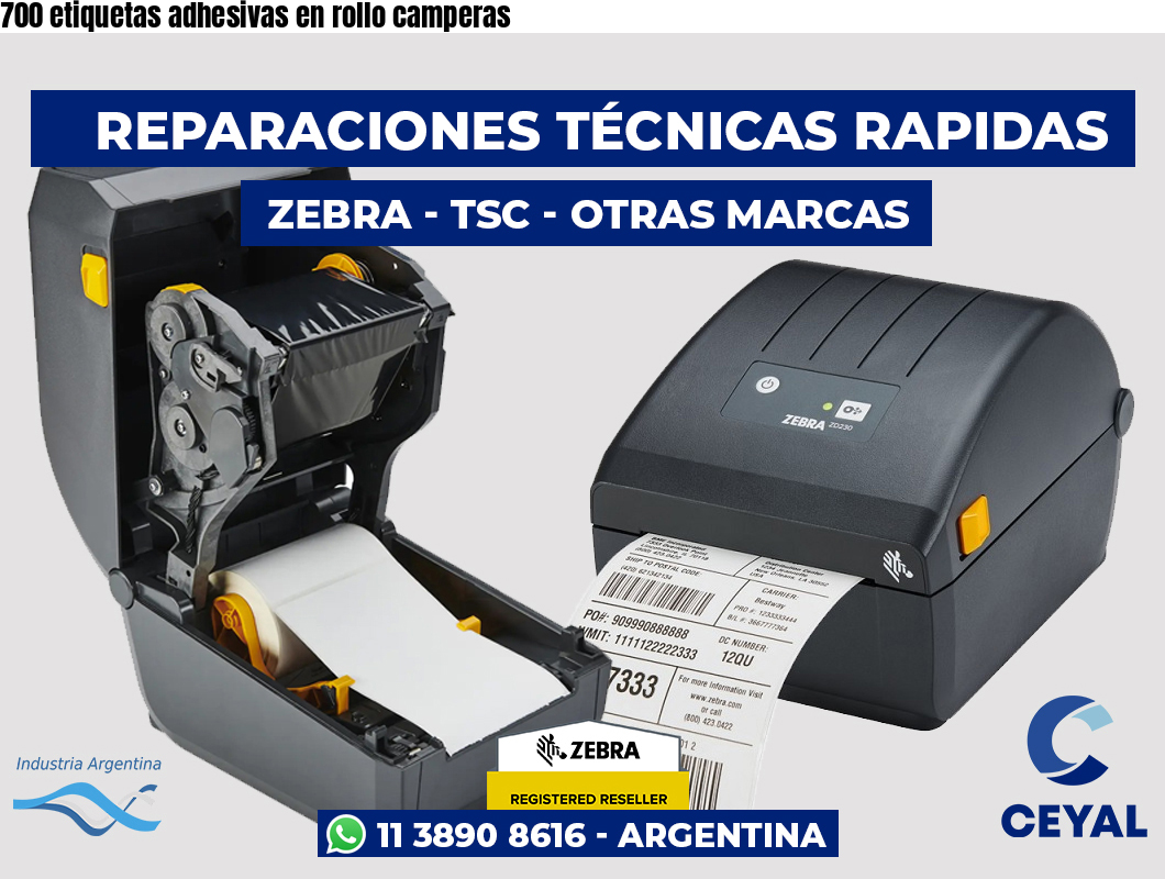 700 etiquetas adhesivas en rollo camperas