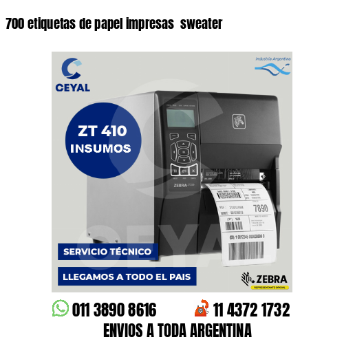 700 etiquetas de papel impresas  sweater