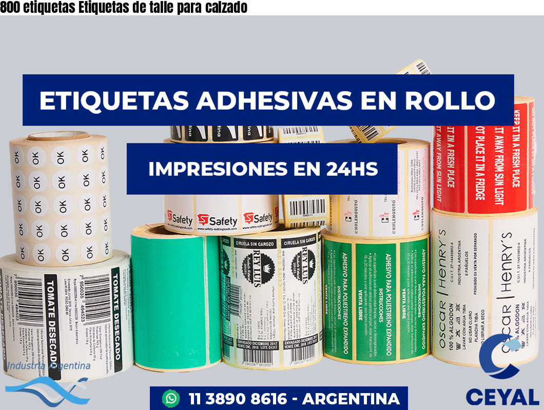 800 etiquetas Etiquetas de talle para calzado