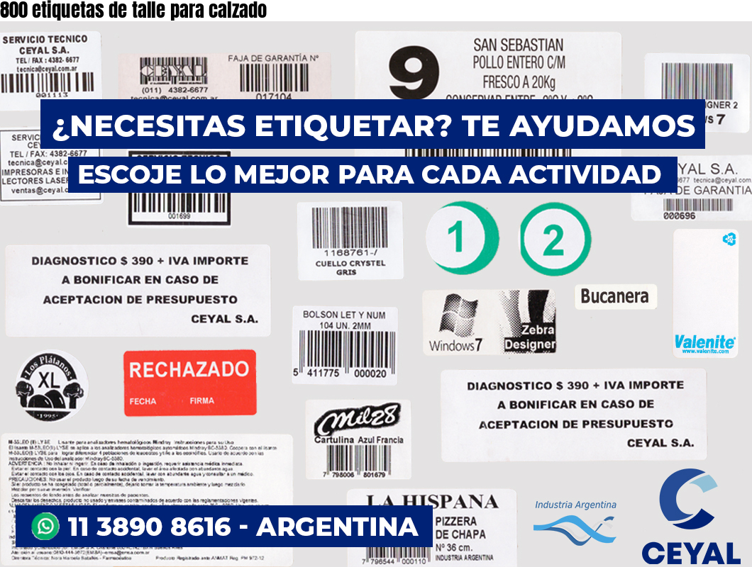 800 etiquetas de talle para calzado