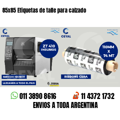 85x85 Etiquetas de talle para calzado