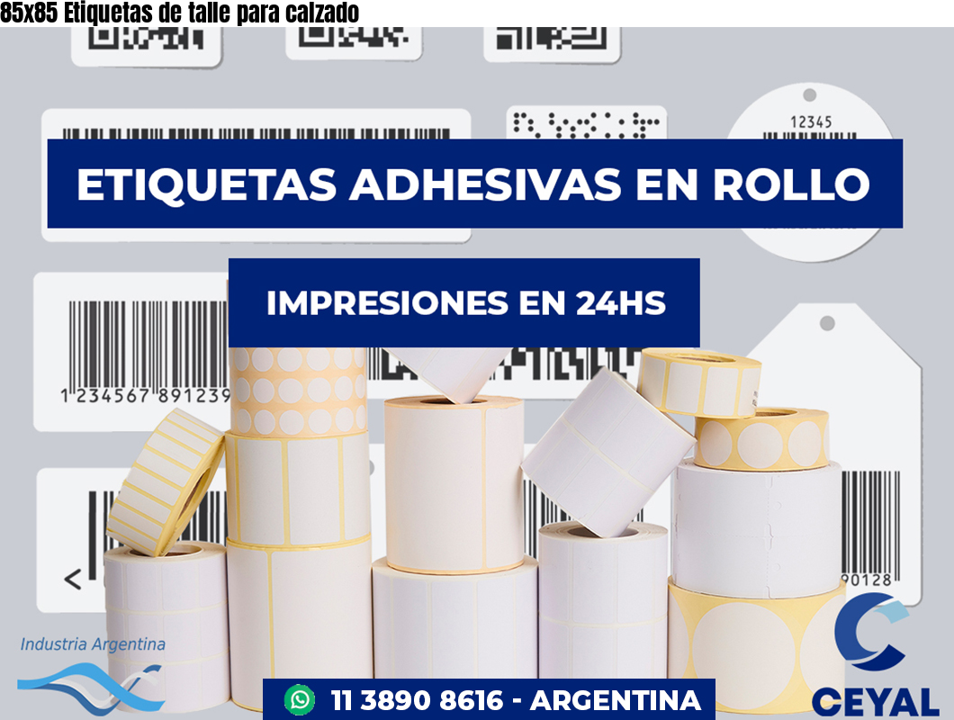 85×85 Etiquetas de talle para calzado