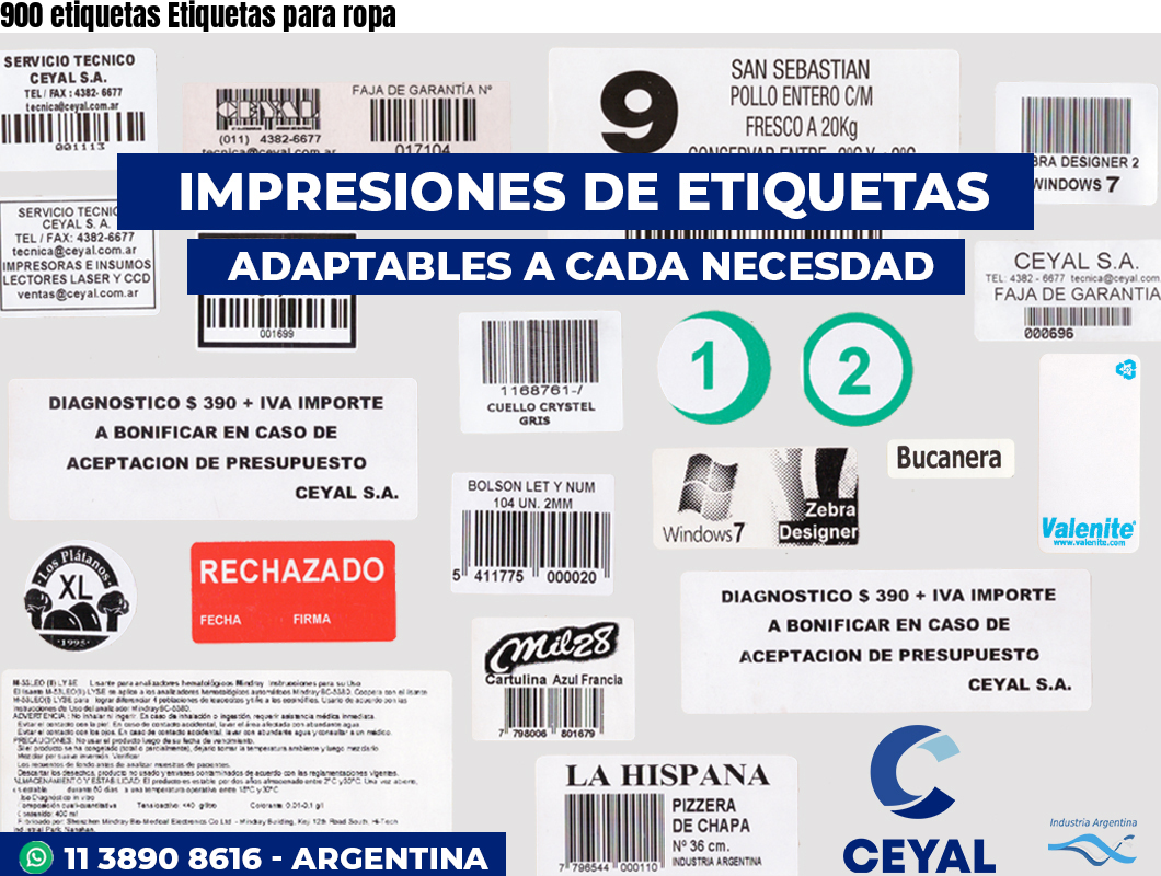 900 etiquetas Etiquetas para ropa