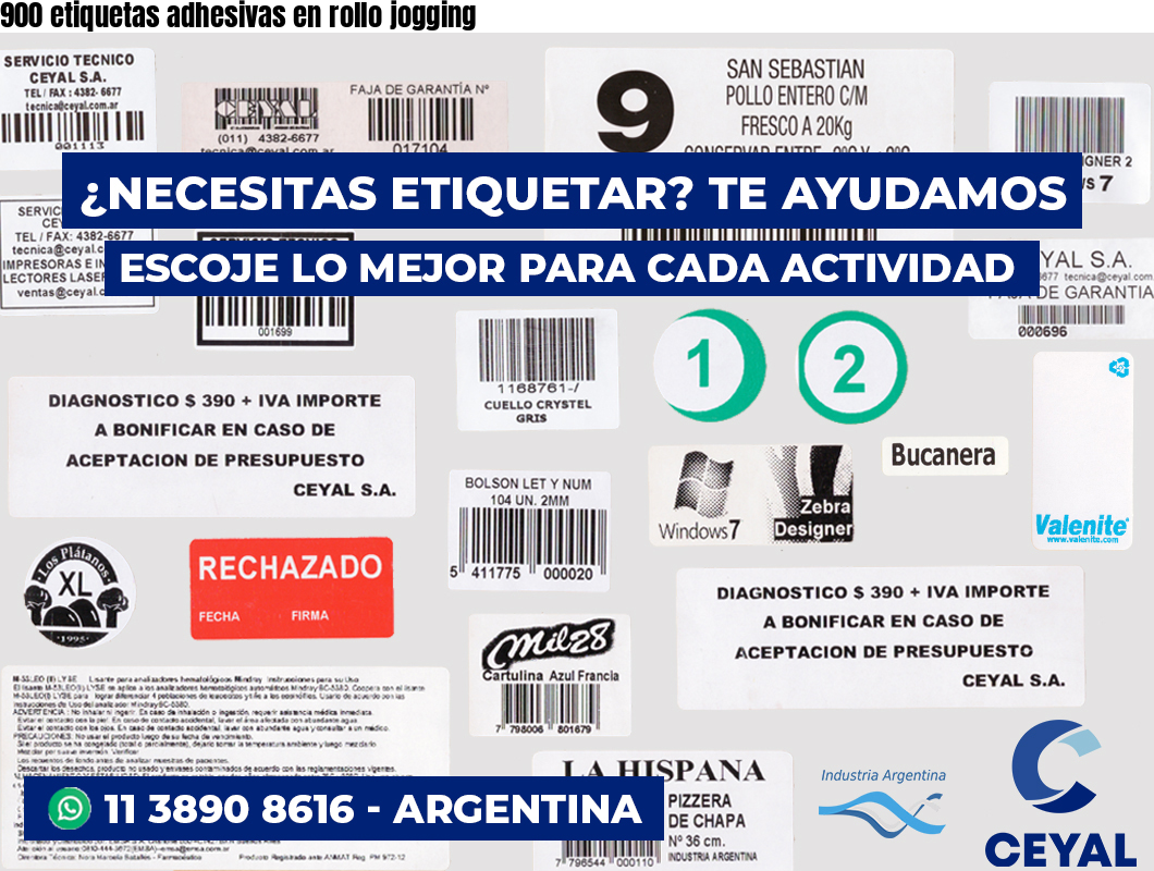 900 etiquetas adhesivas en rollo jogging