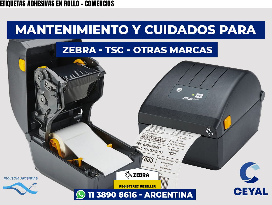 ETIQUETAS ADHESIVAS EN ROLLO - COMERCIOS