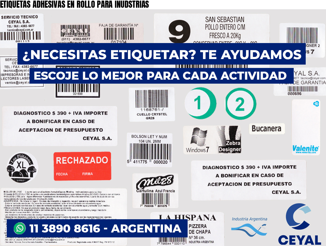 ETIQUETAS ADHESIVAS EN ROLLO PARA INUDSTRIAS