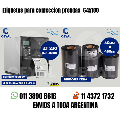 Etiquetas para confeccion prendas  64x100
