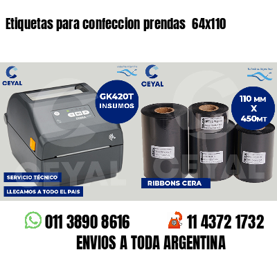 Etiquetas para confeccion prendas  64x110