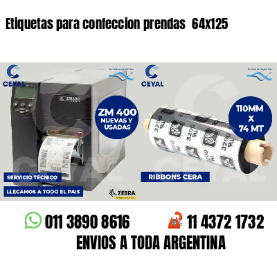 Etiquetas para confeccion prendas  64x125