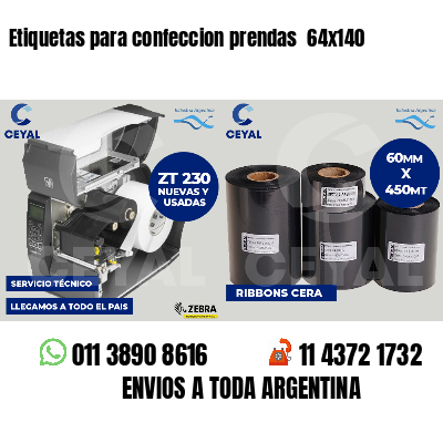 Etiquetas para confeccion prendas  64x140
