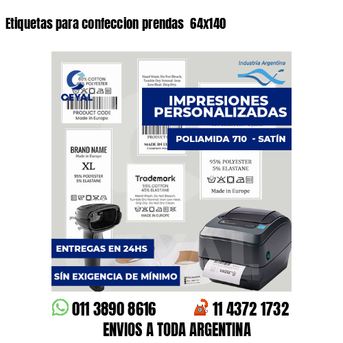 Etiquetas para confeccion prendas  64x140