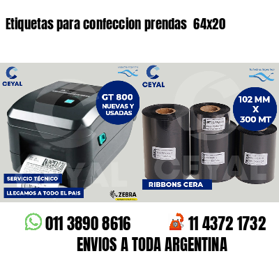 Etiquetas para confeccion prendas  64x20