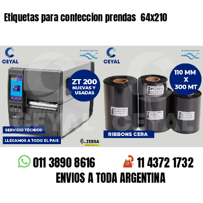 Etiquetas para confeccion prendas  64x210