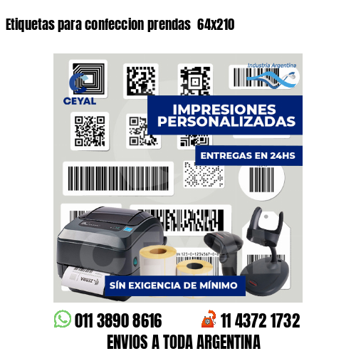 Etiquetas para confeccion prendas  64x210