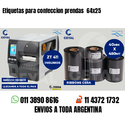 Etiquetas para confeccion prendas  64x25