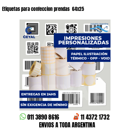 Etiquetas para confeccion prendas  64x25