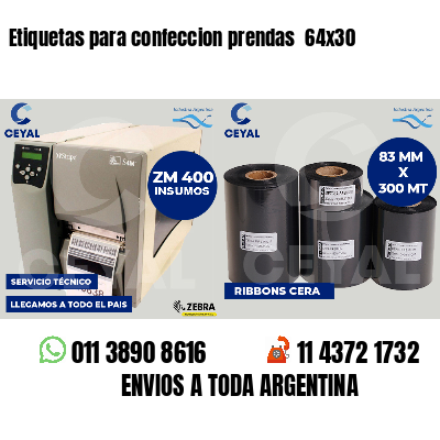 Etiquetas para confeccion prendas  64x30
