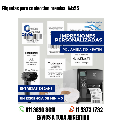 Etiquetas para confeccion prendas  64x55