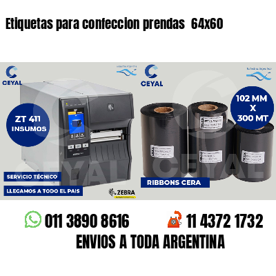 Etiquetas para confeccion prendas  64x60