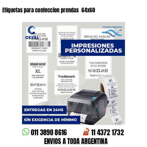 Etiquetas para confeccion prendas  64x60