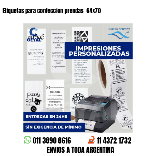 Etiquetas para confeccion prendas  64x70