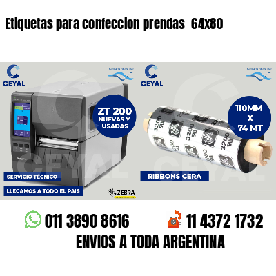 Etiquetas para confeccion prendas  64x80