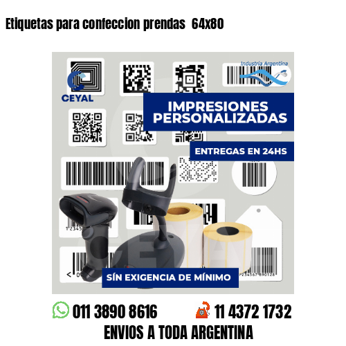 Etiquetas para confeccion prendas  64x80