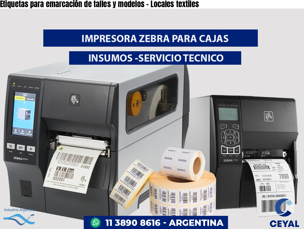 Etiquetas para emarcación de talles y modelos - Locales textiles
