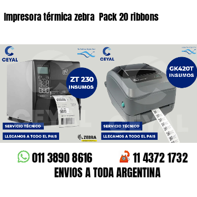 Impresora térmica zebra  Pack 20 ribbons