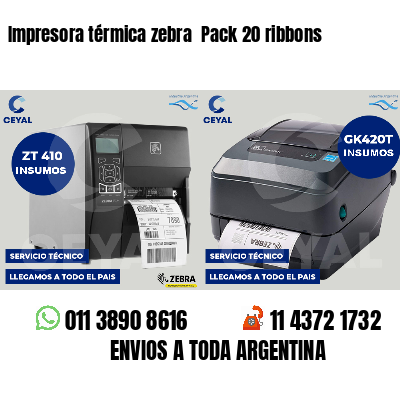 Impresora térmica zebra  Pack 20 ribbons